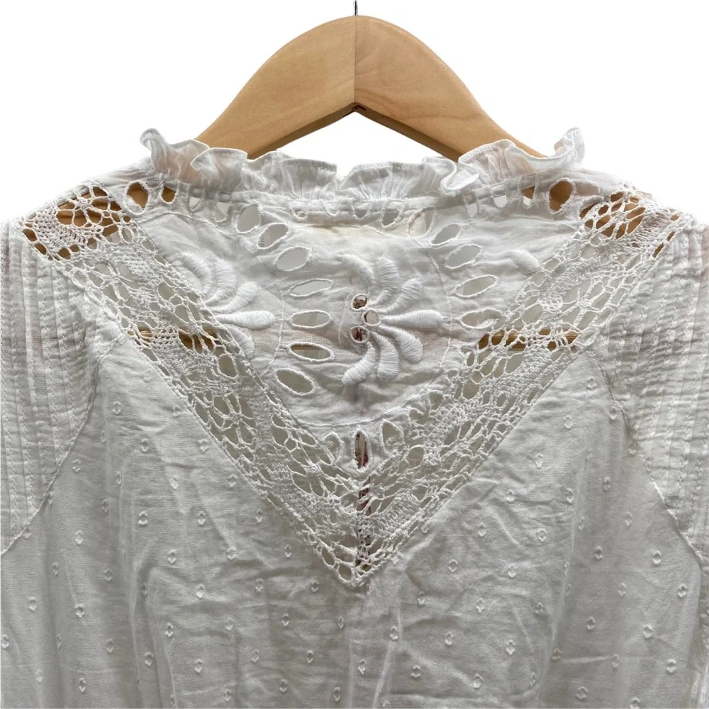 NWT LoveShackFancy Isidore White Boho Lace Ruffle Mini Dress Size Small - Picture 6 of 14